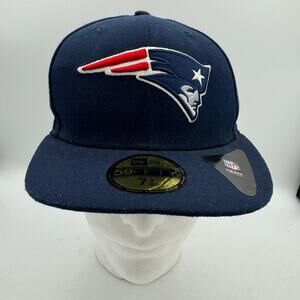 New Era NFL New England Patriots 59FIFTY Fitted Hat 7 3/8 Navy Blue Cap